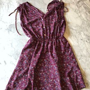 Purple Silky Floral Day Dress